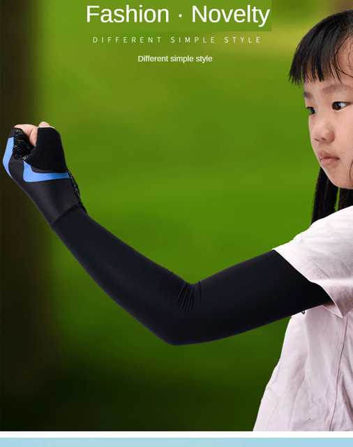 Rękawiczki sportowe dla dzieci 5-12 lat z osłoną przeciwsłoneczną pół palca oraz rękawem na zewnątrz do sportów takich jak deskorolka czy rowerek biegowy - Wianko - 13
