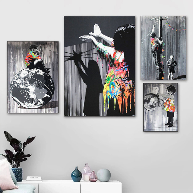 Kolorowe obrazy abstrakcyjne dla dzieci - płótno artystyczne dekoracyjne do salonu - Wianko - 3