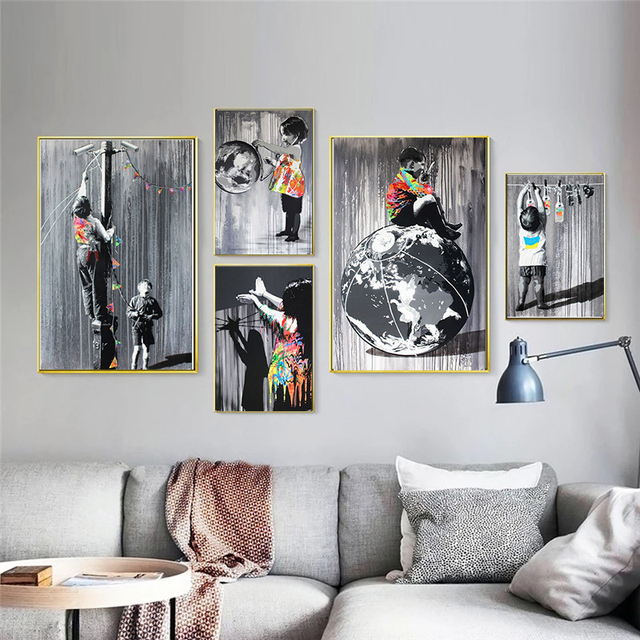 Kolorowe obrazy abstrakcyjne dla dzieci - płótno artystyczne dekoracyjne do salonu - Wianko - 4