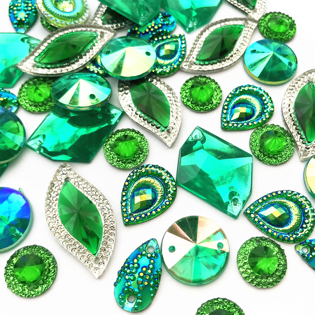 Kamień szlachetny zielony szycie mix spadek okrągły liść cyrkonie kryształy - Wianko - 15
