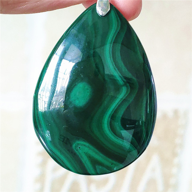 Wisiorek naturalnej zieleni: malachit chryzokola - kropla wody, biżuteria mężczyźni, kobiet 36x26x6mm - Wianko - 2