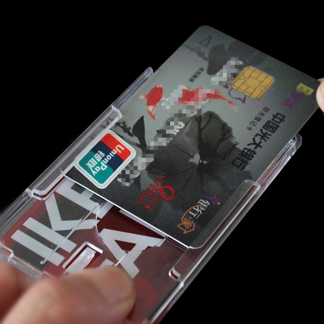 Etui na karty z twardą przypinką - pionowa przezroczysta pokrywa, miejsce na 2 karty identyfikatorowe, organizator karty kredytowej - Wianko - 5