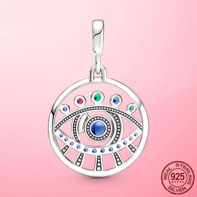 Nowy 925 Sterling Silver skrzydła oczu księżyc ogień CZ Dangle koraliki Charm - biżuteria srebrna 925 - Wianko - 10