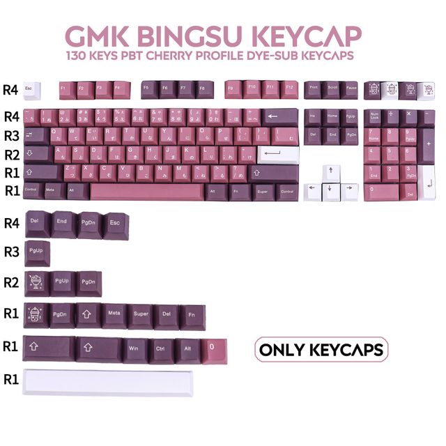 PBT Keycap 130 klawiszy Cherry Profile DYE-SUB, spersonalizowane Keycaps GMK Bingsu do mechanicznej klawiatury 61 64 84 108 - Wianko - 1