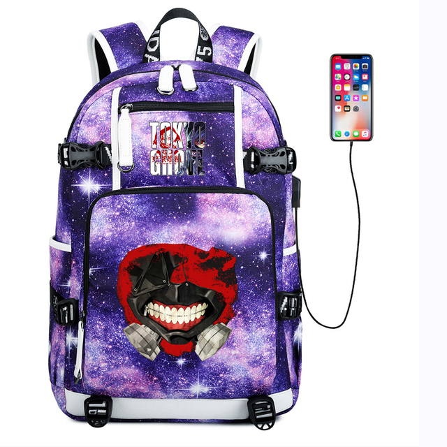 Plecak na co dzień Anime Tokyo Ghoul z funkcją ładowania USB i torbą podróżną na laptopa - Wianko - 1