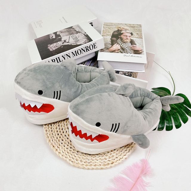 Kapcie zimowe Funny Shark, unisex, ciepłe i puszyste, dla kobiet i mężczyzn, w zabawnym wzorze zwierzęcym - Wianko - 16
