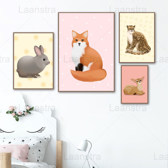 Prosta dekoracyjna reprodukcja obrazu z motywem uroczego zwierzątka: królika, leoparda, lisa, jelenia, małpy i białego niedźwiedzia - Wianko - 6