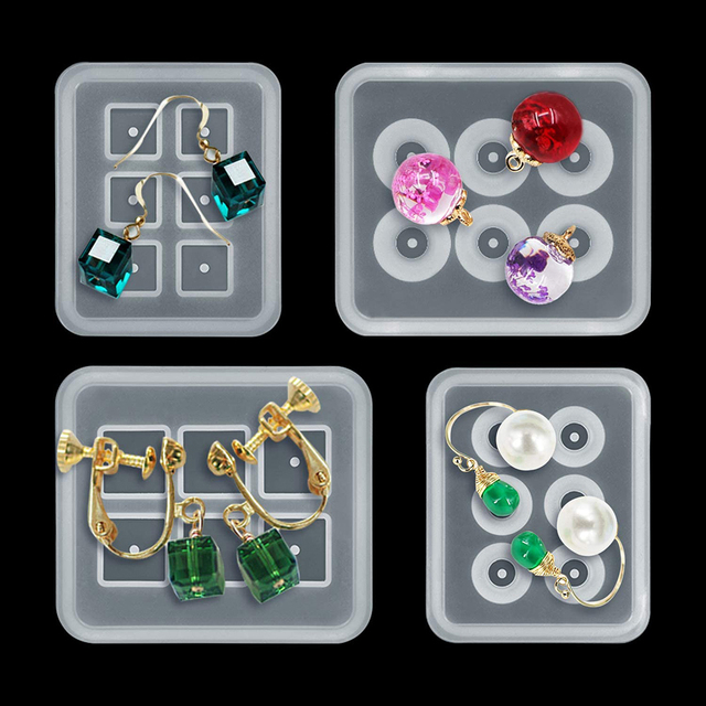 Silikonowe formy do biżuterii - 12mm/16mm, koraliki w kształcie kostki, 6 komór, z otworem - zestaw 1 szt - Wianko - 11