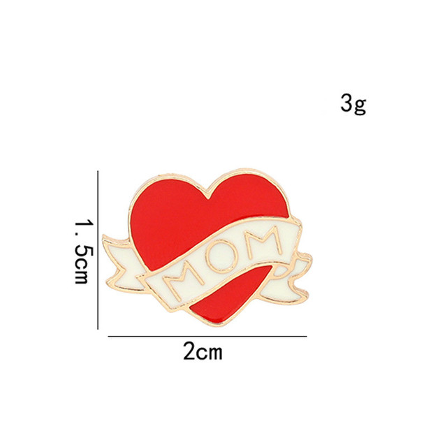 Różowa emalia Pin Mama Love Heart - broszka ze szpilkami bijouniowymi - Wianko - 1