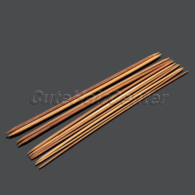 Zestaw 55 szydełek carbonized bamboo o długości 25cm, spiczaste, dwustronne, 11 rozmiarów 2mm-5mm, narzędzia DIY - Wianko - 2