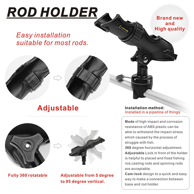 Kajakowe uchwyt na wędkę do montażu bocznego lub bezpośrednio na kajaku - czarny polimer - Wianko - 29