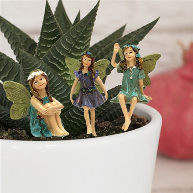 Miniaturka ogrodowa - 6 sztuk statuetek w kształcie kwiatowej wróżki, dekoracyjne figurki żywiczne do podwórka i dziedzińca - Wianko - 1