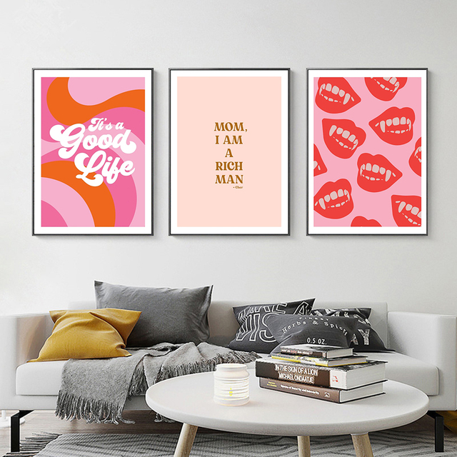 Plakat Fortune Teller - różowy, drukowany na płótnie, obraz kotka, idealny do dekoracji domu lub sypialni (malarstwo skandynawskie) - Wianko - 5