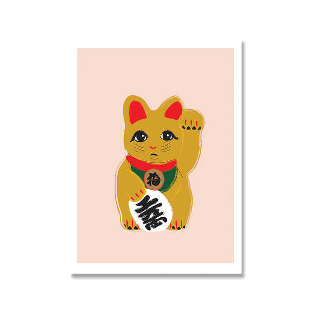 Plakat Fortune Teller - różowy, drukowany na płótnie, obraz kotka, idealny do dekoracji domu lub sypialni (malarstwo skandynawskie) - Wianko - 14