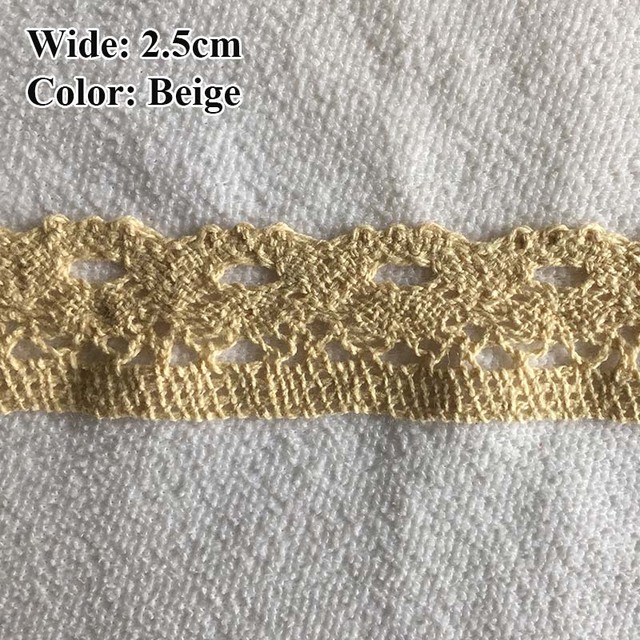 Bawełniana koronkowa wstążka do szycia odzieży DIY, szerokość 5 metrów, kolor biały/beżowy - Wianko - 7