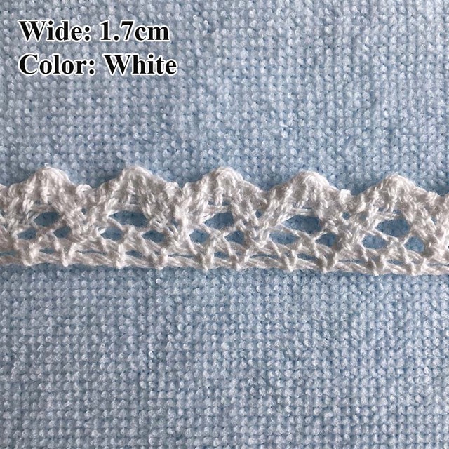 Bawełniana koronkowa wstążka do szycia odzieży DIY, szerokość 5 metrów, kolor biały/beżowy - Wianko - 4
