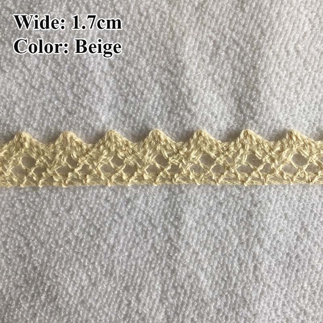 Bawełniana koronkowa wstążka do szycia odzieży DIY, szerokość 5 metrów, kolor biały/beżowy - Wianko - 5