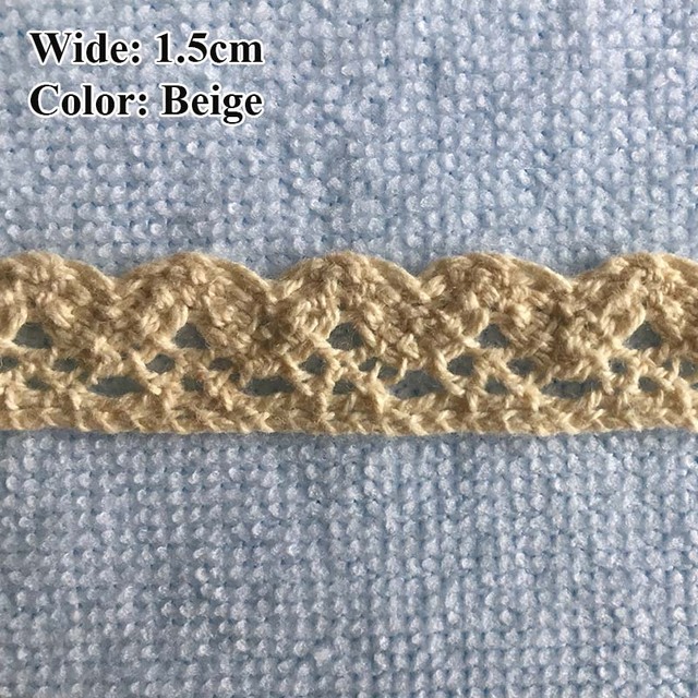 Bawełniana koronkowa wstążka do szycia odzieży DIY, szerokość 5 metrów, kolor biały/beżowy - Wianko - 3