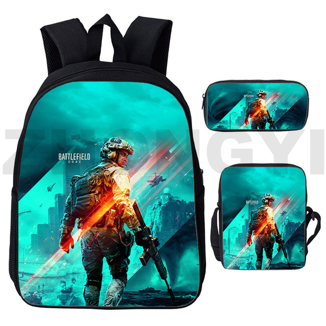 Plecak Mochila Anime Battlefield 2042 - zestaw 3 sztuk, 3D druk, torba Cartoon Shooter gra wideo - dla mężczyzn, podróżny plecak dziewczyna - Wianko - 11