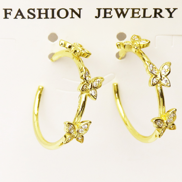 Kolczyki spadek biżuteria złote 8 par z kryształami w różnych kolorach - Wianko - 5