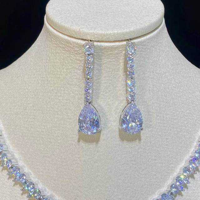 Klasyczny kryształowy naszyjnik ze wisiorkiem w kształcie kropli wody ASNORA dla kobiet - zestaw dla nowożeńców, biżuteria ślubna - Wianko - 3