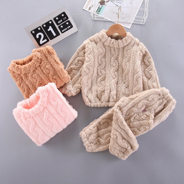 Zestaw piżam zimowych dla chłopców i dziewczynek - flanelowy polar, ciepła odzież domowa, 2021 nowość - Wianko - 4