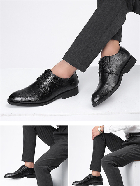 Wysokiej jakości skórzane męskie buty Brogues sznurowane Bullock oksfordki formalne - czarny - Wianko - 12