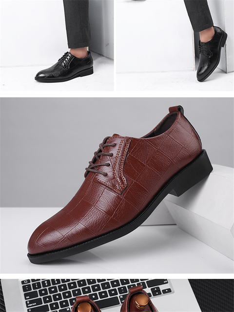 Wysokiej jakości skórzane męskie buty Brogues sznurowane Bullock oksfordki formalne - czarny - Wianko - 13