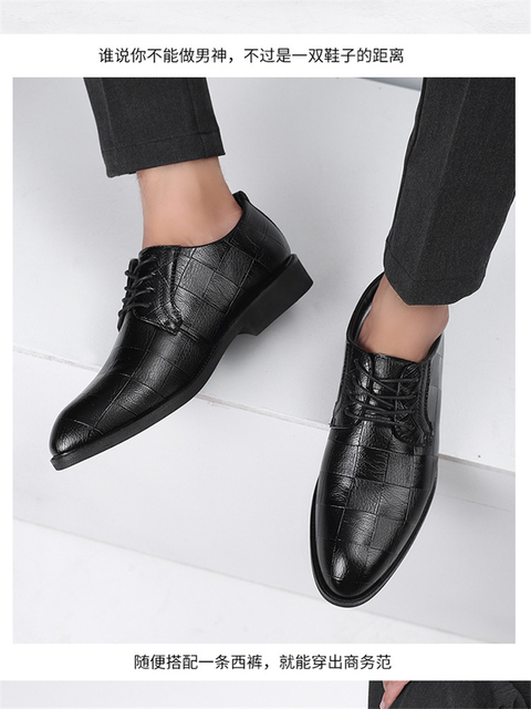 Wysokiej jakości skórzane męskie buty Brogues sznurowane Bullock oksfordki formalne - czarny - Wianko - 11