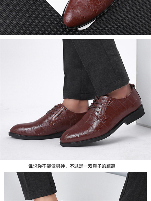 Wysokiej jakości skórzane męskie buty Brogues sznurowane Bullock oksfordki formalne - czarny - Wianko - 15
