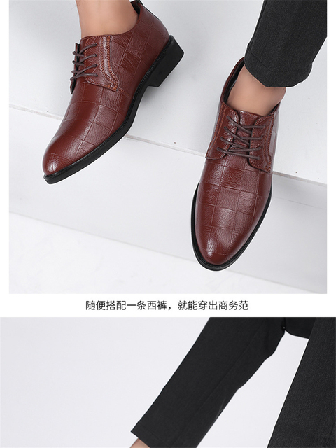 Wysokiej jakości skórzane męskie buty Brogues sznurowane Bullock oksfordki formalne - czarny - Wianko - 16