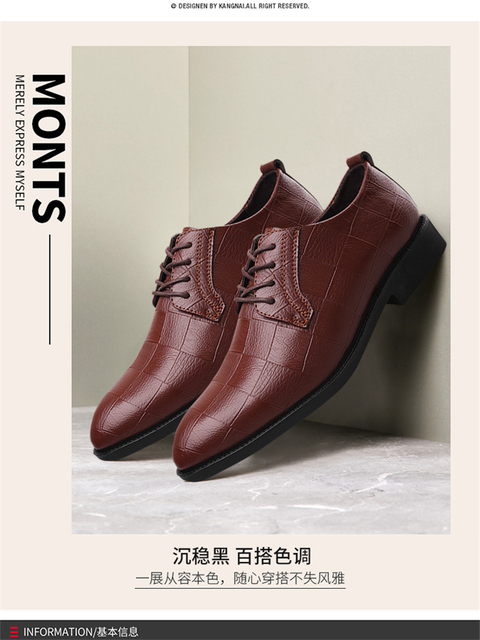 Wysokiej jakości skórzane męskie buty Brogues sznurowane Bullock oksfordki formalne - czarny - Wianko - 3