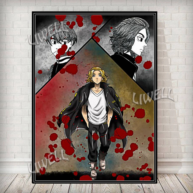 Diamentowy obraz ścieg krzyżykowy Anime Tokyo Revengers - Mikey, Manjiro Sano i Draken - plakat ściany do dekoracji sypialni - Wianko - 1