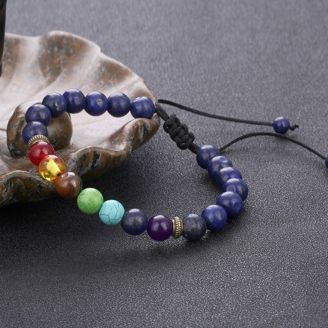 Bransoletki 7 Chakra Charms z kamieni lava rock dla kobiet i mężczyzn - moda ręcznie robiona biżuteria - Wianko - 7