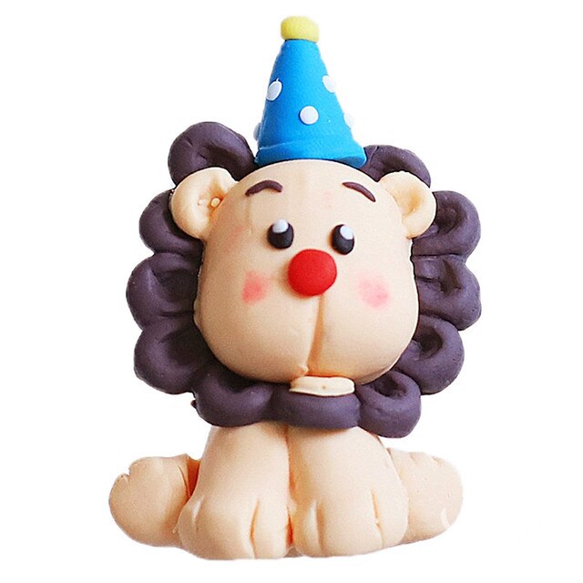 Ozdoba do dekorowania tortu Małpa Clown słoń glina gwiazda cyrk urodzinowy topper - Wianko - 5