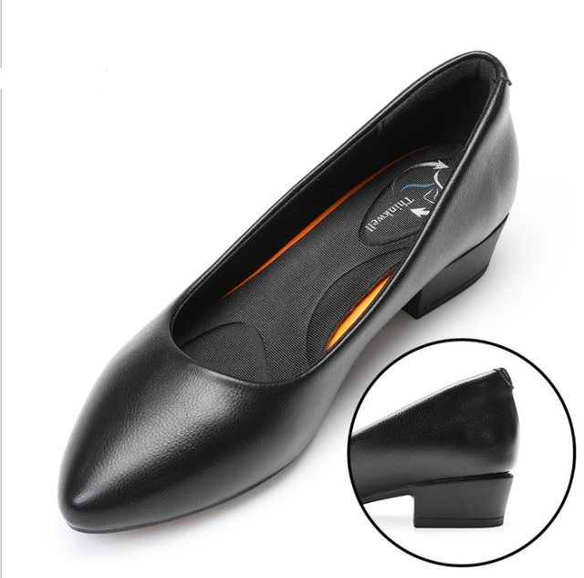 Czarny skórzany but na słupku, antypoślizgowe, profesjonalne damskie obuwie robocze z grubej gumowej podeszwy - Wianko - 3