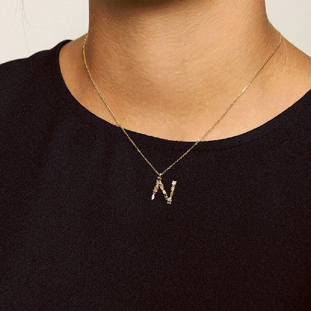 Modny naszyjnik dla kobiet z wisiorkiem litera N - łańcuszek z kryształami górskimi - Wianko - 3