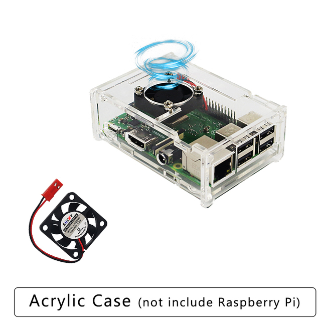 Raspberry Pi 3 Model B z wentylatorem chłodzącym CPU i akrylową skrzynką Transparent Box - Wianko - 1