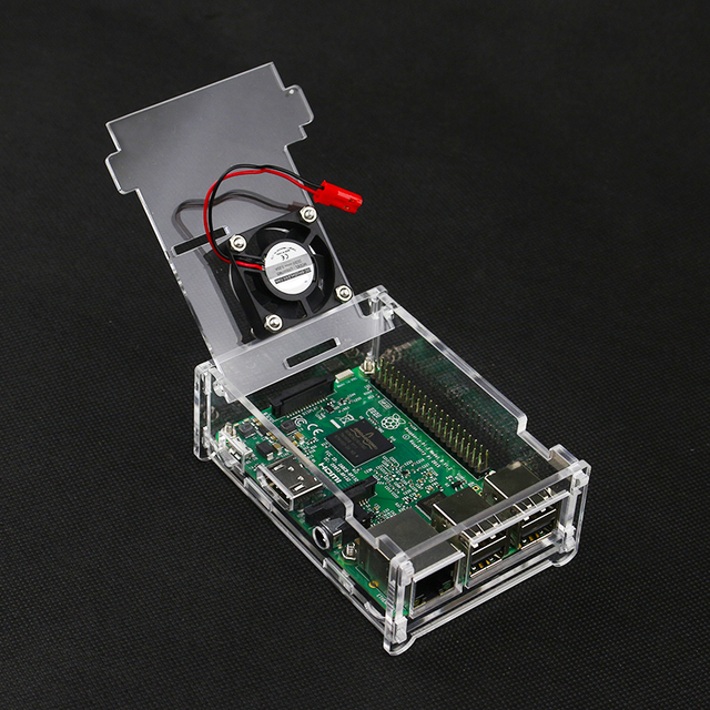 Raspberry Pi 3 Model B z wentylatorem chłodzącym CPU i akrylową skrzynką Transparent Box - Wianko - 4