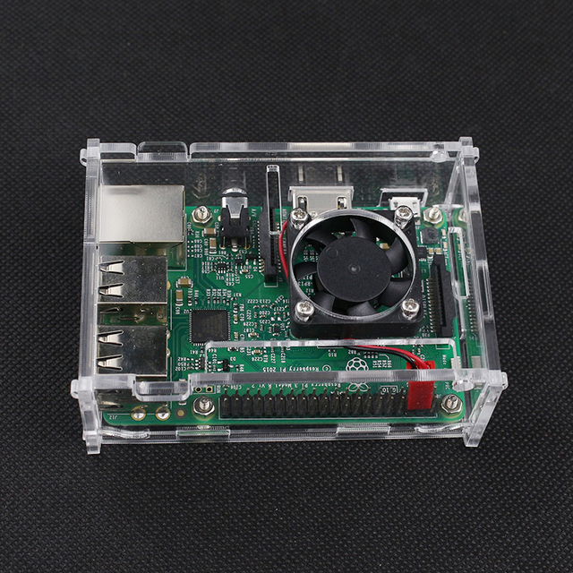 Raspberry Pi 3 Model B z wentylatorem chłodzącym CPU i akrylową skrzynką Transparent Box - Wianko - 5