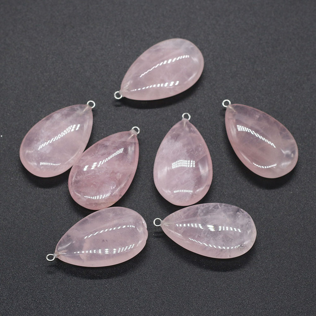Pink Crystal Natural Stone Drop Shape Pendant for DIY Necklace Crafts Jewelry Charms - Wianko - 1