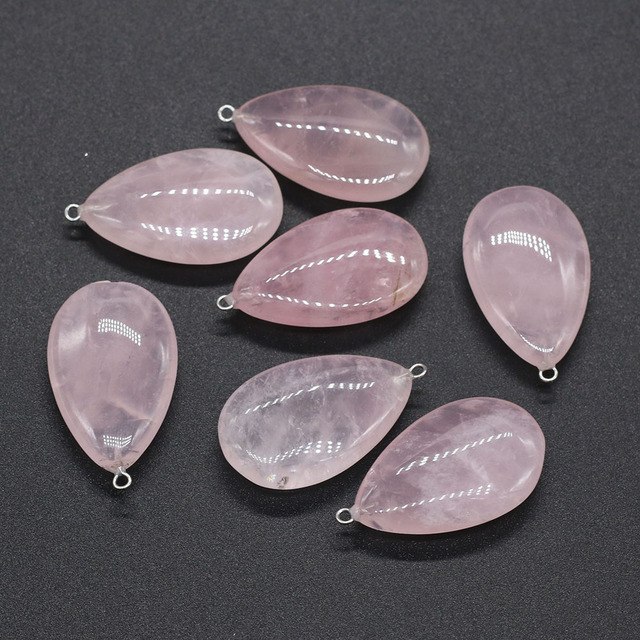 Pink Crystal Natural Stone Drop Shape Pendant for DIY Necklace Crafts Jewelry Charms - Wianko - 2