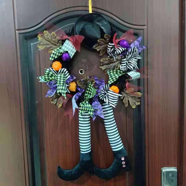 Wianek drzwi w stylu jesiennej symulacji liścia klonu do dekoracji domu podczas Bożego Narodzenia i Święta Dziękczynienia - Wianko - 8