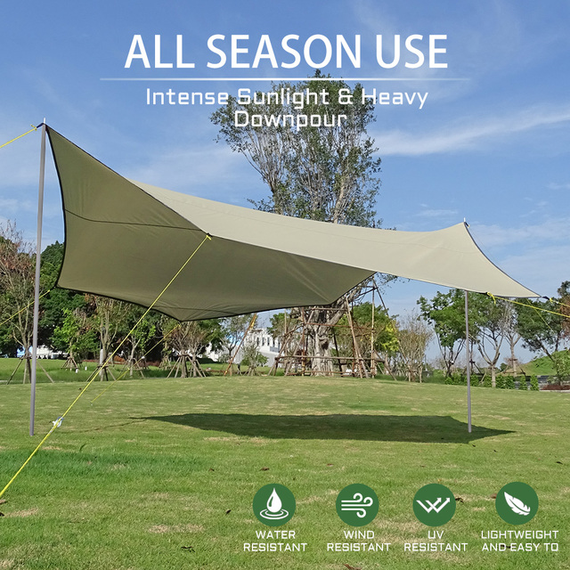 Duża plandeka wodoodporna Octagon 5.1x5.1m - namiot przeciwsłoneczny schronisko ogrodowe z baldachimem na plażę i wycieczki - Wianko - 7