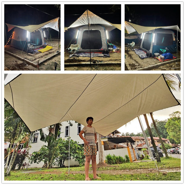 Duża plandeka wodoodporna Octagon 5.1x5.1m - namiot przeciwsłoneczny schronisko ogrodowe z baldachimem na plażę i wycieczki - Wianko - 25
