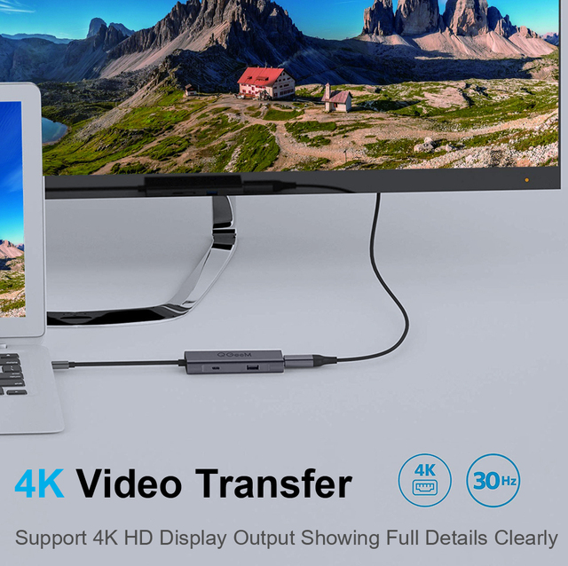 USB C Hub QGeeM dla Macbook Pro z 3 portami USB typu C Hub 3.0 i HDMI dla Huawei Matebook, iPad Pro - Splitter USB Dock OTG Adapter - Wianko - 4