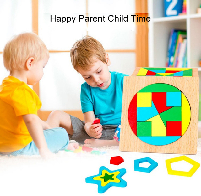 Drewniane 3D Tangram - kolorowe puzzle edukacyjne dla dzieci, trenujące umysł i rozwijające wyobraźnię - Wianko - 6