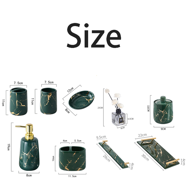 Zestaw akcesoriów łazienkowych - Złoty marmur, jednolity kolor, tekstura, 5 sztuk - dozownik pasty do zębów, akcesoria prysznicowe - Wianko - 1