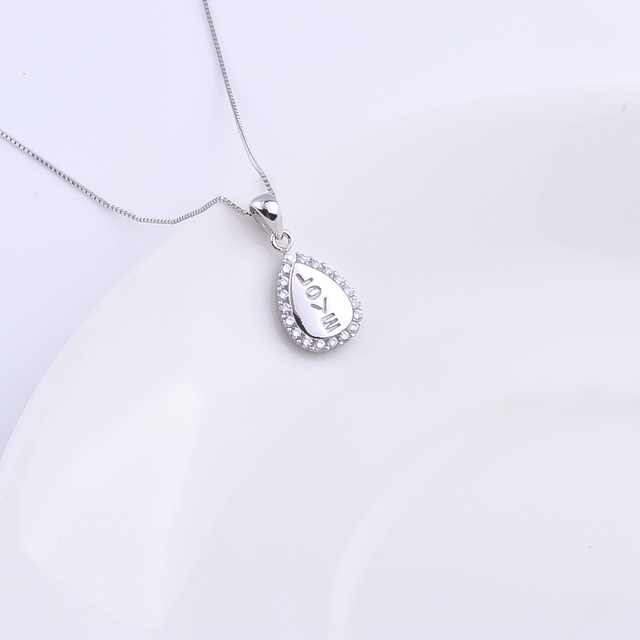 Naszyjnik Pekurr 925 Sterling Silver z kryształkiem w kształcie kropli wody dla zakochanych - biżuteria ślubna - Wianko - 6