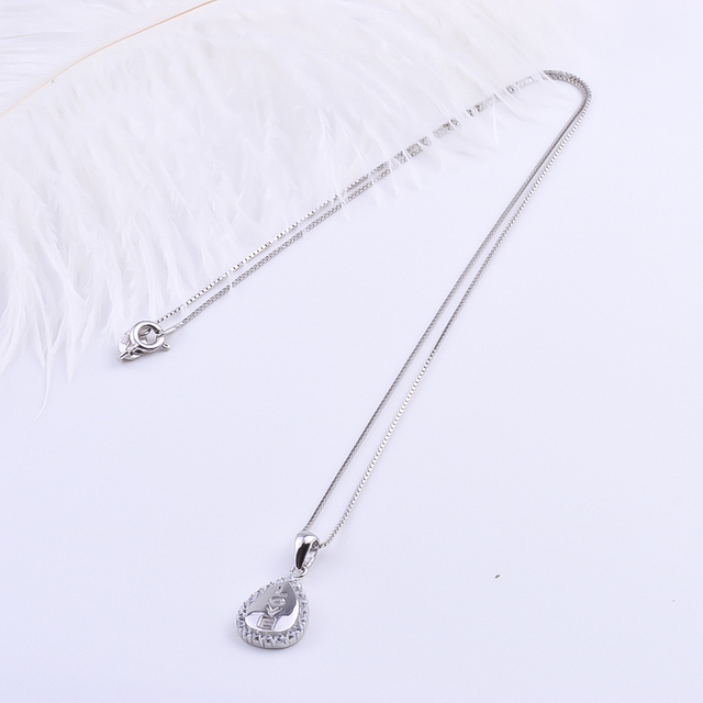 Naszyjnik Pekurr 925 Sterling Silver z kryształkiem w kształcie kropli wody dla zakochanych - biżuteria ślubna - Wianko - 5
